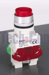 Buton selector rosu 2 pozitii retinere 1NO+1NC 220V Ã˜22 LED